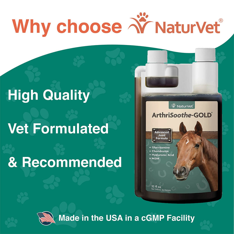 NaturVet ArthriSoothe-GOLD Advanced Equine Glucosamine Joint Supplement Formula for Horses, Liquid, Made in the USA, 32 Ounce - BeesActive Australia