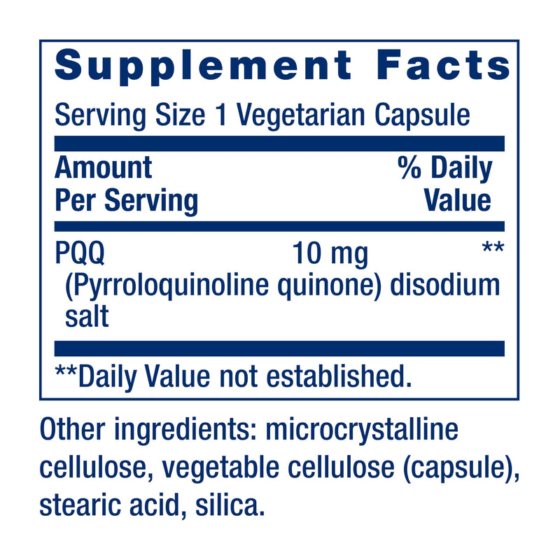 Life Extension PQQ Caps, Pyrroloquinoline Quinone, 10 mg, 60 Capsules | 10 mg Pyrroloquinoline Quinone That Promotes Growth of New Mitochondria for ATP & Energy, Non-GMO, Gluten-Free 30 Count (Pack of 1)
