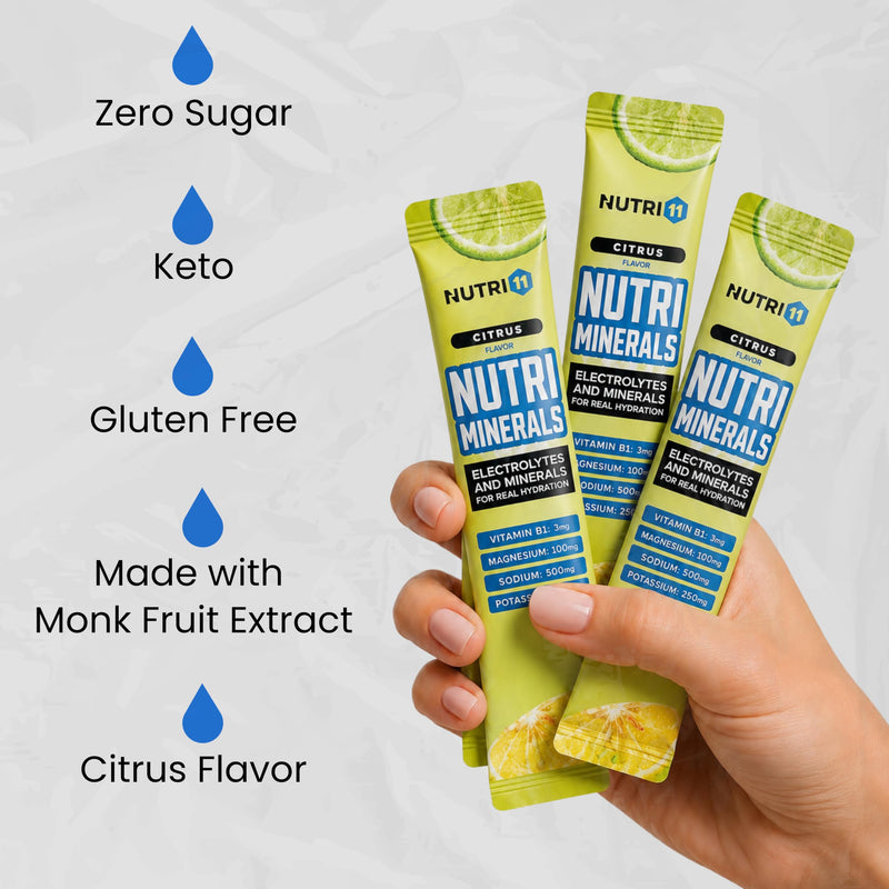 NUTRIMINERALS Hydration Electrolyte Powder Packets — Sugar-Free Electrolytes with Vitamin B1 & Pink Himalayan Salt | Sodium, Potassium & Magnesium for Energy, Recovery & Hydration | 15 Stick Packs Citrus 15 Sticks Pack