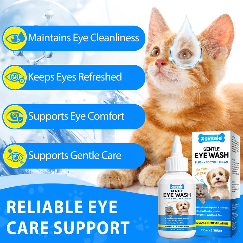Dog Eye Drops 60ml, Eye Drops for Dog Cat Antibacterial for Infection, Dry, Itchy, Irritated, Gunky & Tear Stain Eyes (1) 1