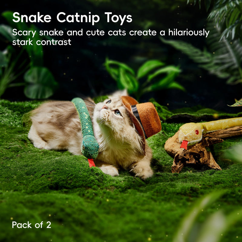 Potaroma Cat Toys Realistic Snake Catnip Crinkly Sound Toy 2 Pcs, Mesh Fabric for Teeth Cleaning, Interactive Kicker Toys for Indoor Kitten Exercise 20 Inches - BeesActive Australia