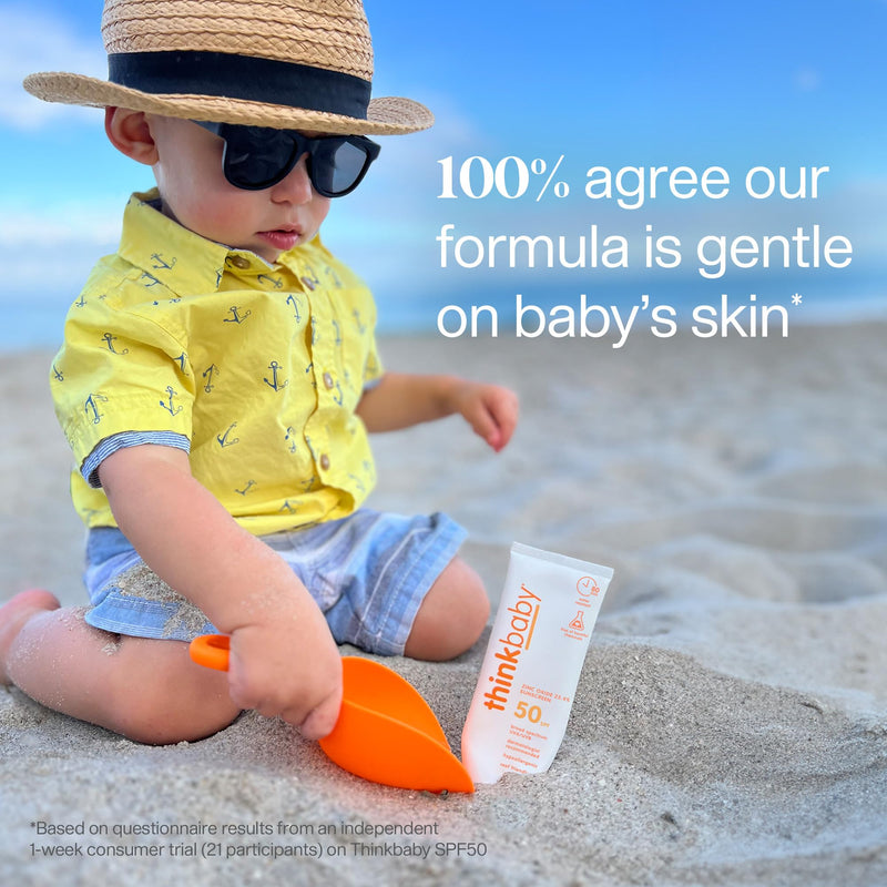 Thinkbaby SPF 50+ Baby Mineral Sunscreen ‚Äì Safe, Natural Sunblock for Babies - Water Resistant Sun Cream ‚Äì Broad Spectrum UVA/UVB Sun Protection ‚Äì Vegan Baby Sunscreen Lotion, 3 Oz. 3 Ounce (Pack of 1) SPF 50 Mineral Sunscreen - BeesActive Australia