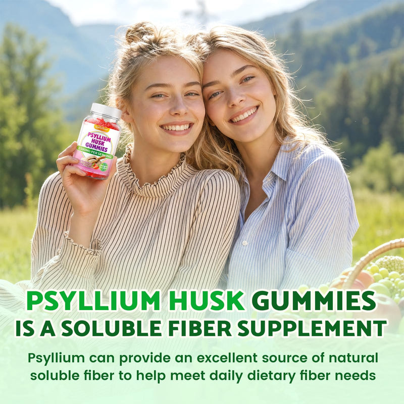 softbear 2 Pack Psyllium Husk Gummies 1500mg, Strawberry Flavor 120 Count | Psyllium Husk Fiber Supplement for Gut & Digestive Health, Regularity Support, Vegan/Organic/Sugar Free 60 Count (Pack of 2)