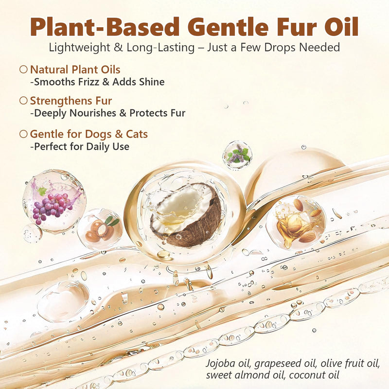 UNEK Pet Fur & Coat Oil 30ml, Leave-In Dog & Cat Conditioner, Coconut Scent, Anti-Tangle & Nourishing, Pet Grooming Product for Sensitive Skin & All Coat Types