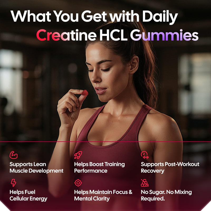 Creatine HCL Gummies for Women & Men - 120 Gummies 6200mg HCL Creatine Chews Advanced Complex with L-Taurine + Vitamin B12 for Muscle Strength, Energy Boost & Booty Gain Gummy - Mixed Berry Flavor