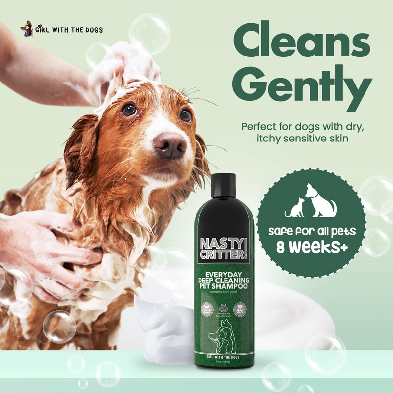 NASTY CRITTER! by Girl With The Dogs - Everyday Deep Cleaning Dog Shampoo 16 Oz, Made in USA 8 Wks+ - BeesActive Australia