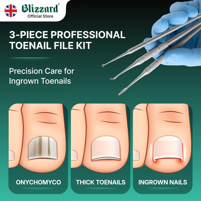 Blizzard Blacks Files and Probe Podiatry Tools German Forged - Blacks File Spoon and Swan Neck Probe Chiropodist Kit (3) Blacks File/ File-Spoon/ Swan Neck Probe - BeesActive Australia