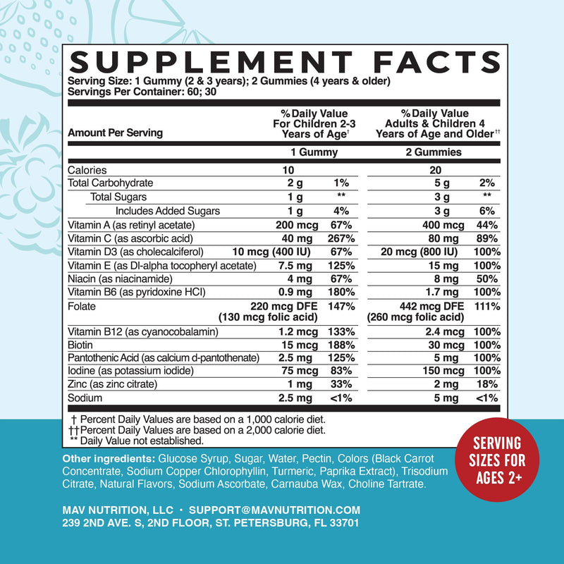 Kids Multivitamin Gummies | Vitamins A B C D & Zinc for Immunity & Growth | Daily Multivitamins for Children Ages 2+, Mixed Fruit Flavor, Gluten-Free, Third-Party Tested, 60 Gummies (1 Month Supply)