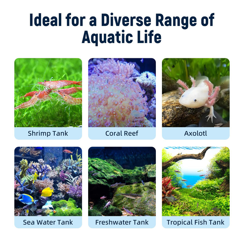 AQUASMITH Aquarium Chiller Fan,Fish Tank Cooler with Temperature Control,Minimum Setting 59℉,Auto Start/Stop,Refrigeration Effect 3-7℉,3-Speed Modes,for Axolotl Seawater Freshwater Coral Grass Tank Black