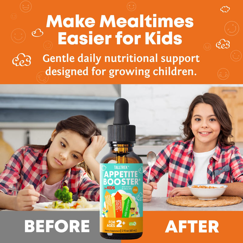 Appetite Booster Drops for Kids Toddler Liquid Formula | Support Healthy Nutrient Absorption with Vitamins B1 B3 B6 B12 Zinc & L-Lysine - Ages 2+ Sugar-Free - 2 Fl Oz 2 Fl Oz (Pack of 1)