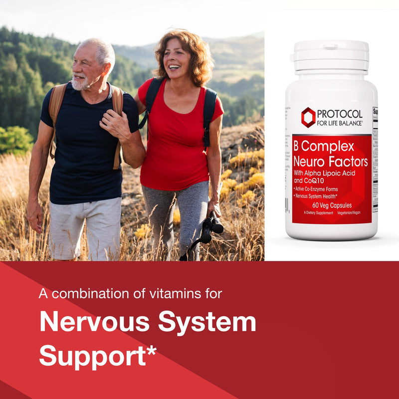 PROTOCOL FOR LIFE BALANCE B Complex Neuro Factors, with CoQ10, 60 Veg Caps | Contains Vitamin C, and with Alpha-Lipoic Acid, CoQ10, and More