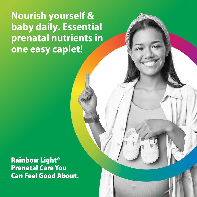 Rainbow Light Prenatal Multivitamin One + for Women | 30 Caplets | Essential Nutrition for Mom & Baby | Real Food Nutrients | with Iron, Vitamins, Folate, Biotin and More Prenatal One 30 Count (Pack of 1)