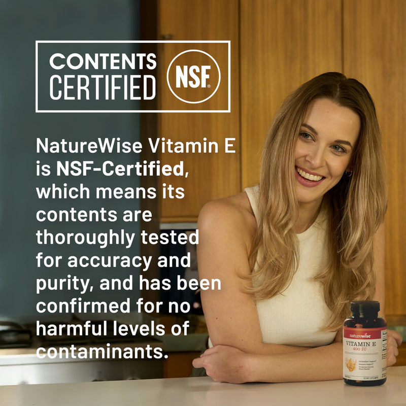 NatureWise Vitamin E 400 IU Softgels (180mg DL-Alpha) - Dairy,Gluten,and Soy Free,Non-GMO Antioxidant Dietary Supplement for Skin,Heart,Eye,and Immune Health Support -,200 Count (Pack of 2) 200 Count (Pack of 2)