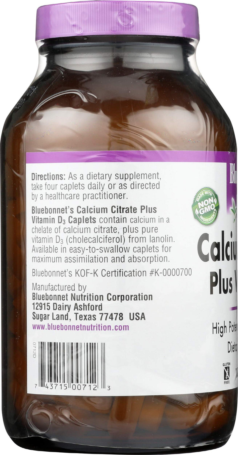 Bluebonnet Nutrition, Calcium Citrate Vitamin D3, 180 Caps