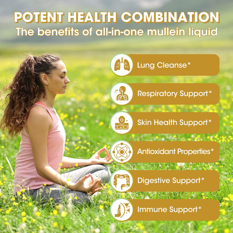 Mullein Drops for Lungs – 15,000mg Mullein Leaf Extract with Marshmallow Root, Perilla & Astragalus for Respiratory Support, Immune Boost & Lung Detox, Natural Herbal Formula, Vegan, 2 fl oz - BeesActive Australia