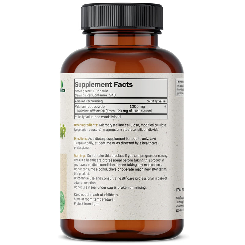 Futurebiotics Valerian Root 1200 MG Promotes Relaxation NON-GMO, 240 Vegetarian Capsules - BeesActive Australia