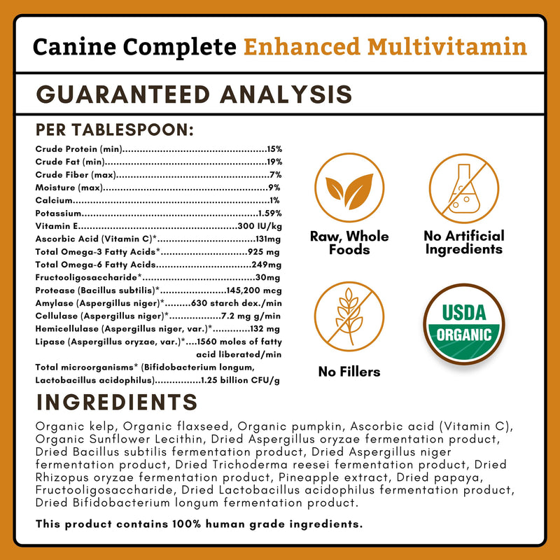 Wholistic Pet Organics Canine Complete & Salmon Oil - Dog Vitamins with Wild Alaskan Salmon Oil for Immune System, Skin, Coat & Overall Health - 1 lb Each