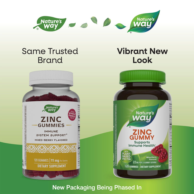 Nature's Way Zinc Gummies, Daily Immune Support Gummies*, 100% Daily Value Zinc per Gummy, Mixed Berry Flavored, 120 Gummies (Packaging May Vary) 120 Count (Pack of 1) - BeesActive Australia