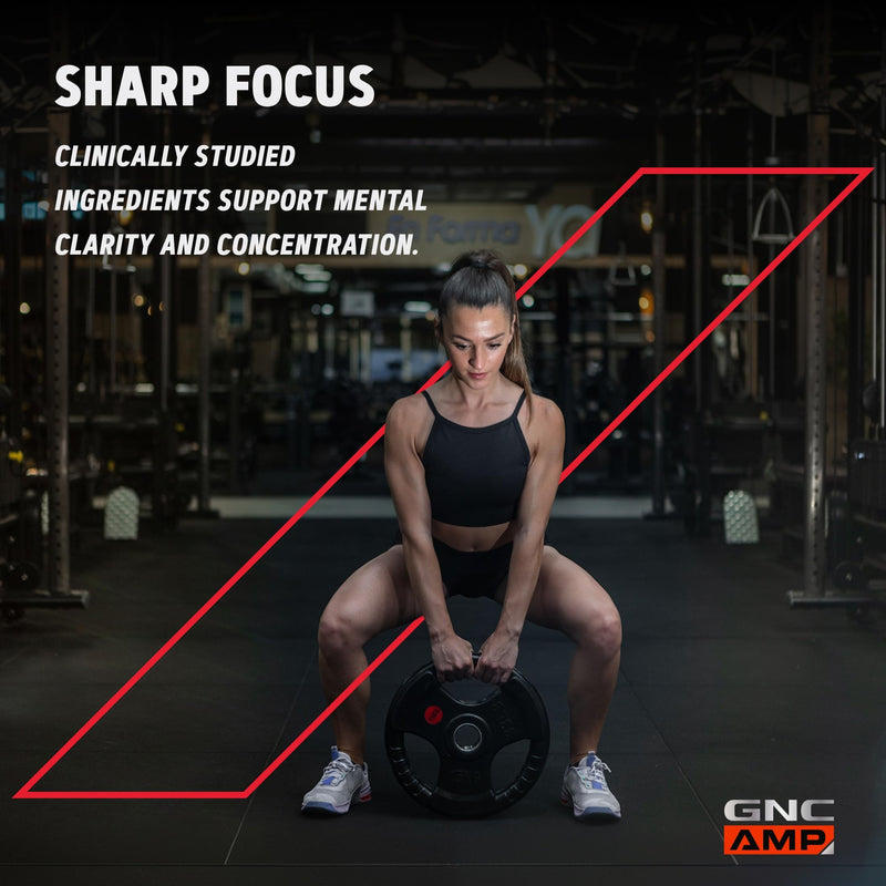 GNC AMP Amplified Focus, Fuels Mental Clarity, 60 Tablets | Features Teacrine, Bacopa, Caffeine, and NeuroFactor to Support Cognitive Focus, Concentration, and Memory