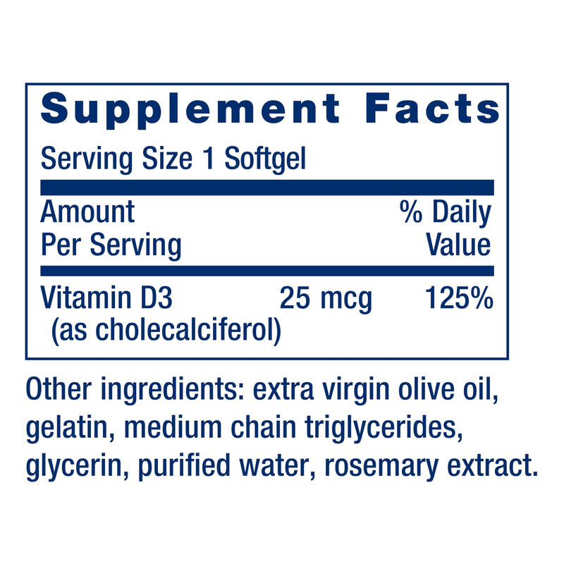 Life Extension Vitamin D3 25 mcg (1000 IU), Immune System Support, Bone Health, Whole-Body Health, Value Size, Gluten-Free, Non-GMO, 90 softgels | Supports Immune System, Bone Health & Whole-Body Health, Gluten-Free & Non-GMO 90 Count (Pack of 1) 1000 IU