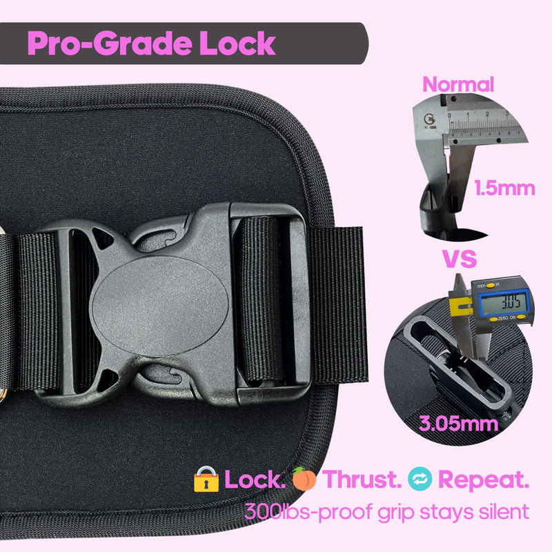 Hip-Thrust-Belt, Foldable Design, Slip-Resistant Padding, Supports 300 lbs, Ideal for Glutes Training with Dumbbells, Kettlebells & Plates, Great for Gym & Home Hip Thrust Workouts Pink+Black+D-ring