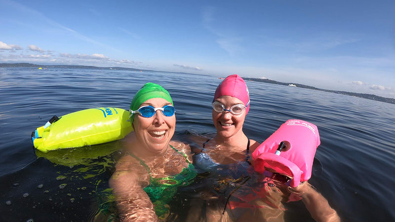 New Wave Swim Buoy for Open Water Swimmers and Triathletes - Light and Visible Float for Safe Training and Racing - High Visiblity Fluo Green Fluo Green PVC 15L - BeesActive Australia