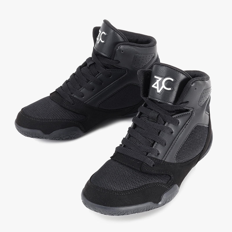 ZVC Kids Wrestling Shoes Boys Girls Boxing Shoes for Fitness Fighting Powerlifting Bodybuilding Boots Footwear 3.5 Big Kid Black - BeesActive Australia