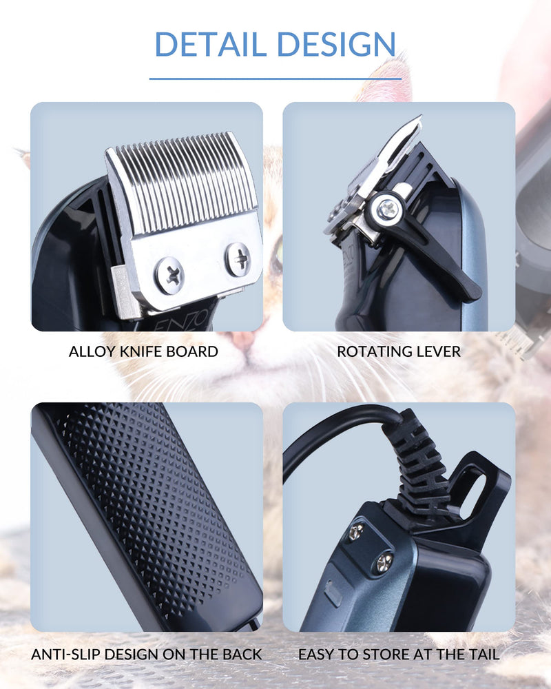 Dog Clippers for Grooming with 12V High Power Plug-in for Thick Heavy Coats Quiet, Pet Electric Professional Hair Grooming Clippers kit with 10 Metal Guard Combs Brush for Dogs Cats Pets (Navy) Navy - BeesActive Australia