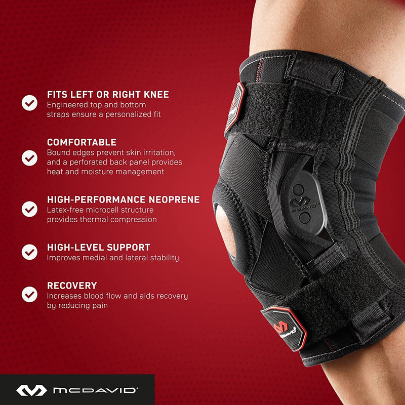 McDavid Hinged Knee Brace for Men and Women, Knee Brace with Side Stabilizers, Knee Compression Sleeves and Stability Straps for ACL, LCL, Arthritis, Tendonitis, MCL, Patella, Left and Right Medium