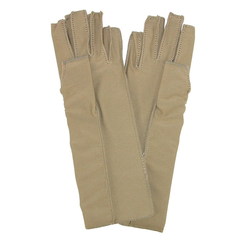 Isotoner Therapeutic Compression Fingerless Gloves, Large, Camel Tan
