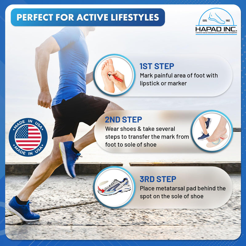 HAPAD Metatarsal Foot Pads for Ball of Foot Pain Relief - Cushion Insoles for Morton's Neuroma, Metatarsalgia Relief - Shoe Inserts for Men & Women - Comfortable Support Pads, Small, 6-Pack 6-Pack (Small)