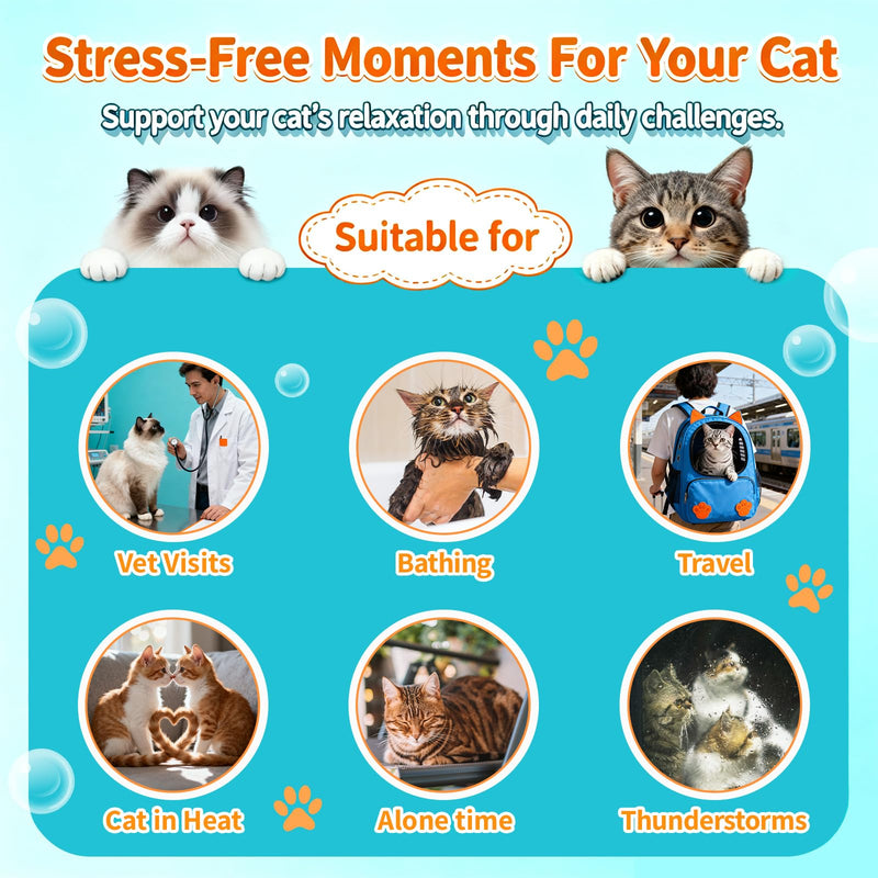 Cat Vitamins & Calming Treats, Cat Multivitamin & Calming Support with Taurine, Melatonin, L-Theanine for Stress, Mood, Skin, Immunity & Daily Wellness, Chicken & Krill Flavor