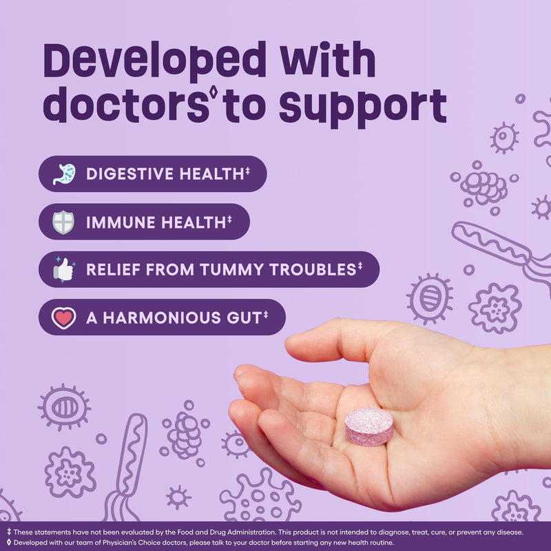 Physician's CHOICE Probiotics for Kids - 7 Diverse Strains, Organic Prebiotics, Vitamins & Minerals - Clinically Studied L. Rhamnosus - Immune & Digestive Support - No Sugar or Artificial Dyes - 60ct Tart Berry 60 Count (Pack of 1)