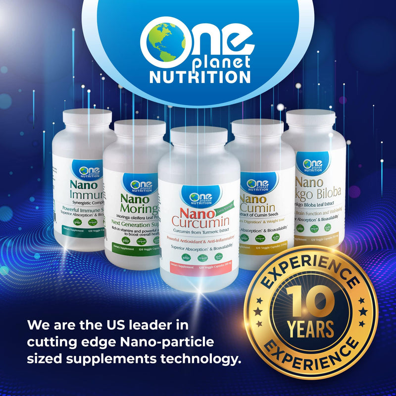 One Planet Nutrition Nano Vitamin C 250 mg Capsules (120 Count) - Nano Particle Size Ascorbic Acid from Lime Extract for Max Absorption - Supports Immune Health & Collagen Production - Non GMO, Vegan