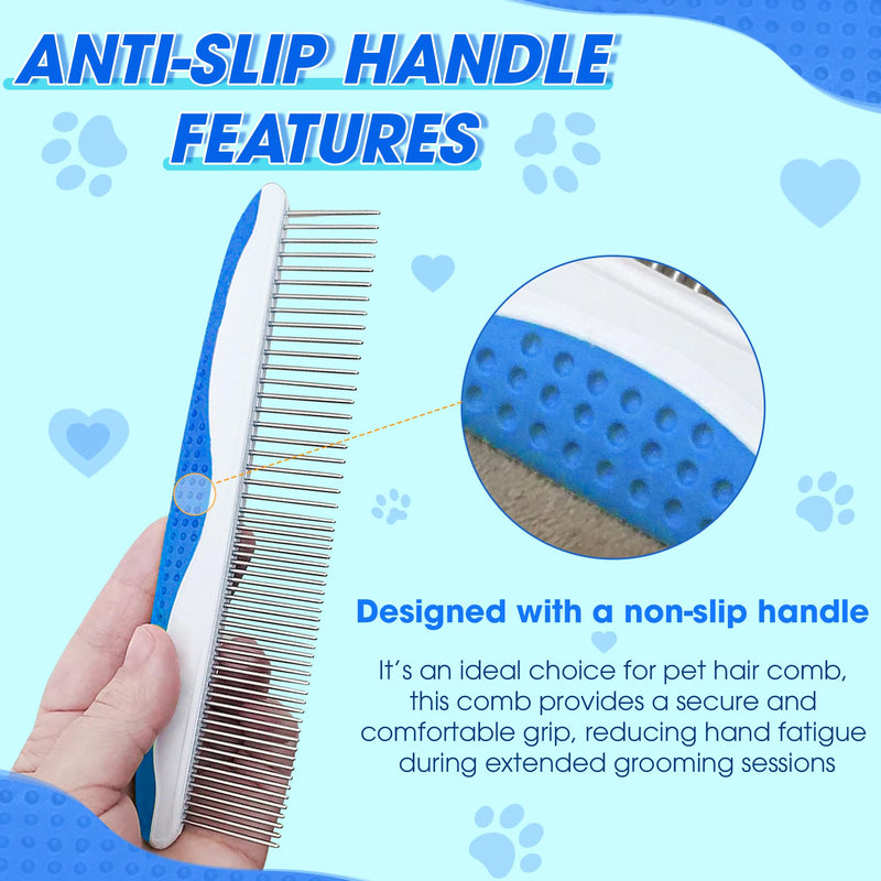 Dog Comb to Remove Tangles and Knots, Cat Comb with Stainless Steel Teeth and Non-Slip Handle, Dog combs for grooming matting for Long Haired Dog, Cat and Other pets. (Style 1) Style 1 - BeesActive Australia