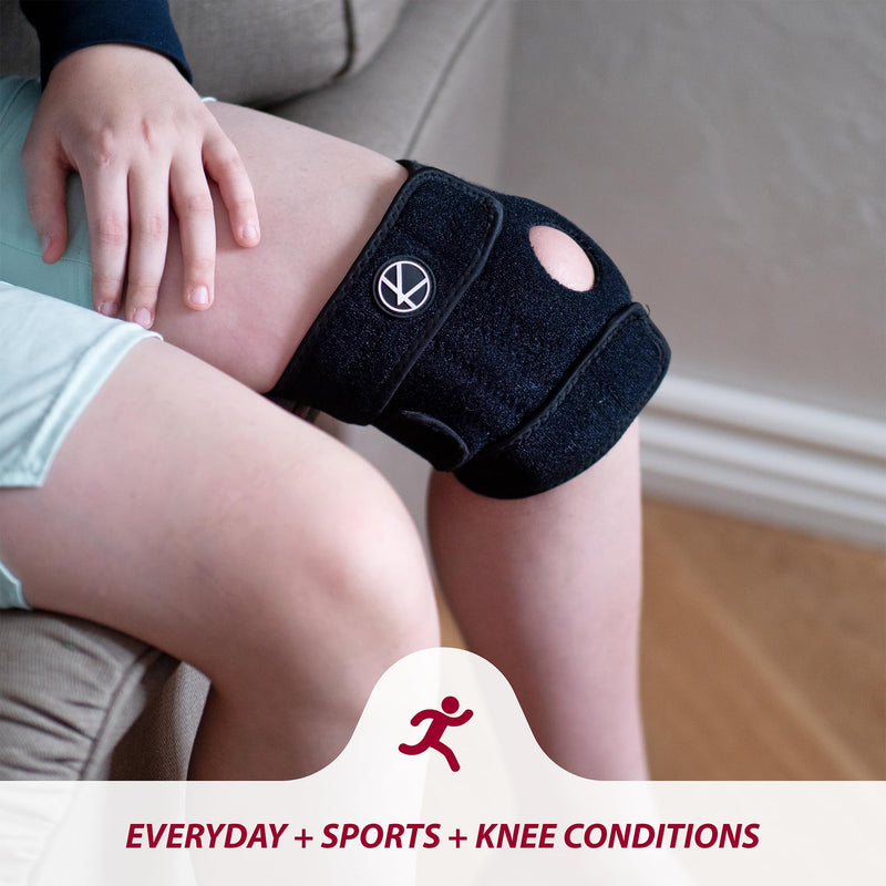 KARM Kids Knee Brace - Osgood Schlatter Knee Brace Youth for Kids, Sports, Pain, Arthritis, Patella, Meniscus Tear, MCL, ACL - Adjustable Compression Support for Child, Boys & Girls (Black) One Size Black - BeesActive Australia