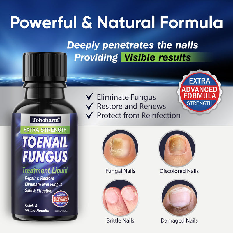 Tobcharm Toenail Fungus Treatment : Nail Fungus Treatment Extra Strength with Tea Tree Oil - Fast Acting Fungal Nail Solution with Undecylenic Acid for Toenails and Fingernails (2pack, 1.02fl oz each) Fresh Herbal 1.03 Fl Oz (Pack of 2) - BeesActive Australia