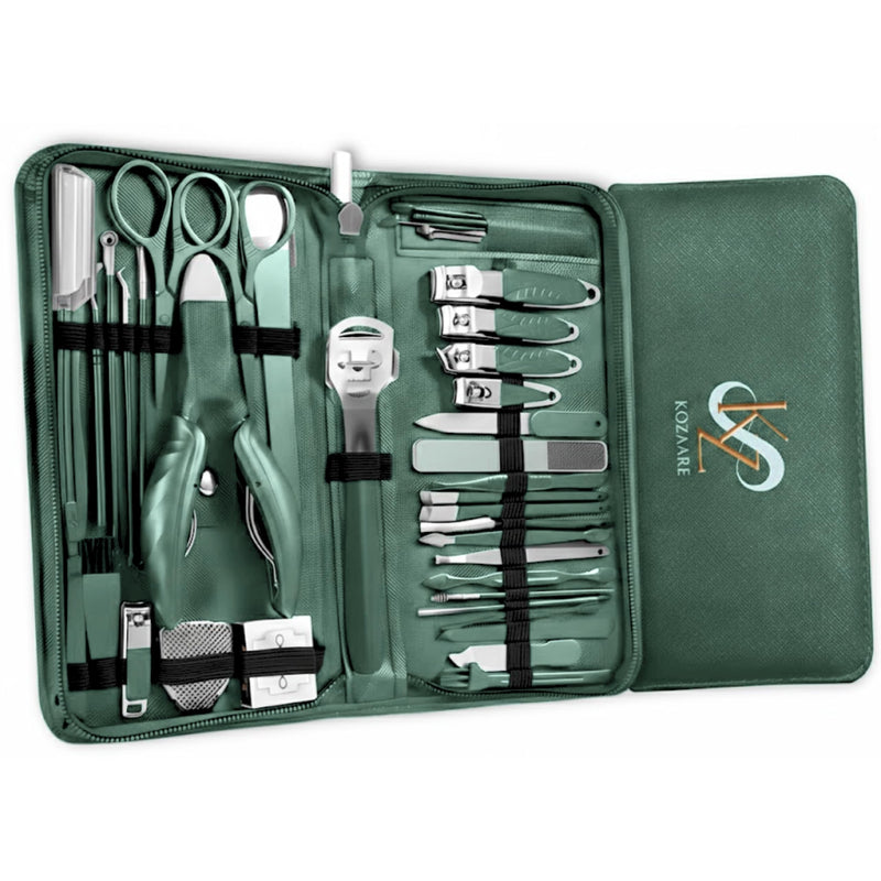 Nail Clippers Set Fingernail and Toenail Clipper Cutters for Men and Women, Professional Manicure Pedicure Grooming Kit, 40 Pieces Stainless Steel Nail Care Tools Travel Case (Green) - BeesActive Australia