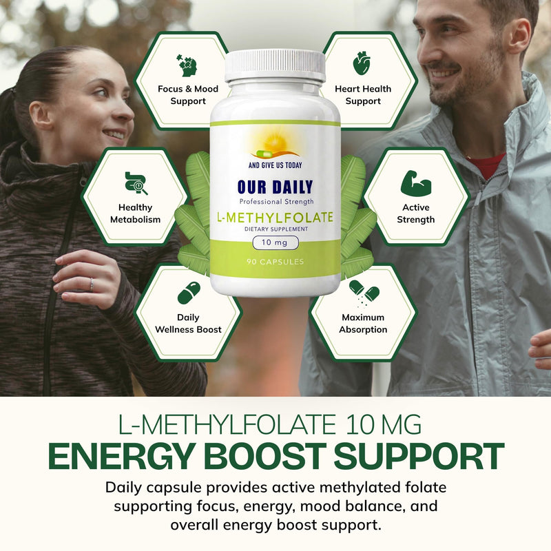 Our Daily Vites L-Methylfolate 10 mg Maximum Strength Active Folate, 5-MTHF, Filler Free, Gluten Free, Non-GMO, Vegetarian Capsules 90 Count (3 Month Supply) (90)