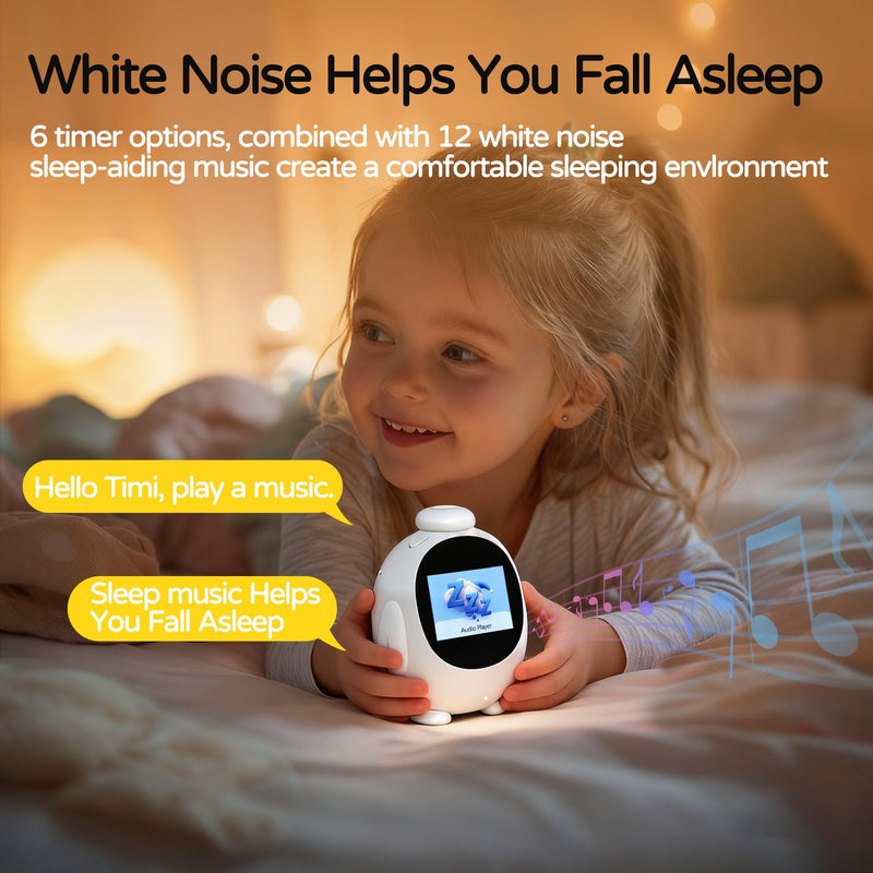 Kids Intelligent AI Alarm Clock, Ok to Wake Clock for Kids, Sleep Trainer Clock for Toddler, Adorable Digital Alarm Clock, AI Voice Clock with Chat, Time Management Gift for Children