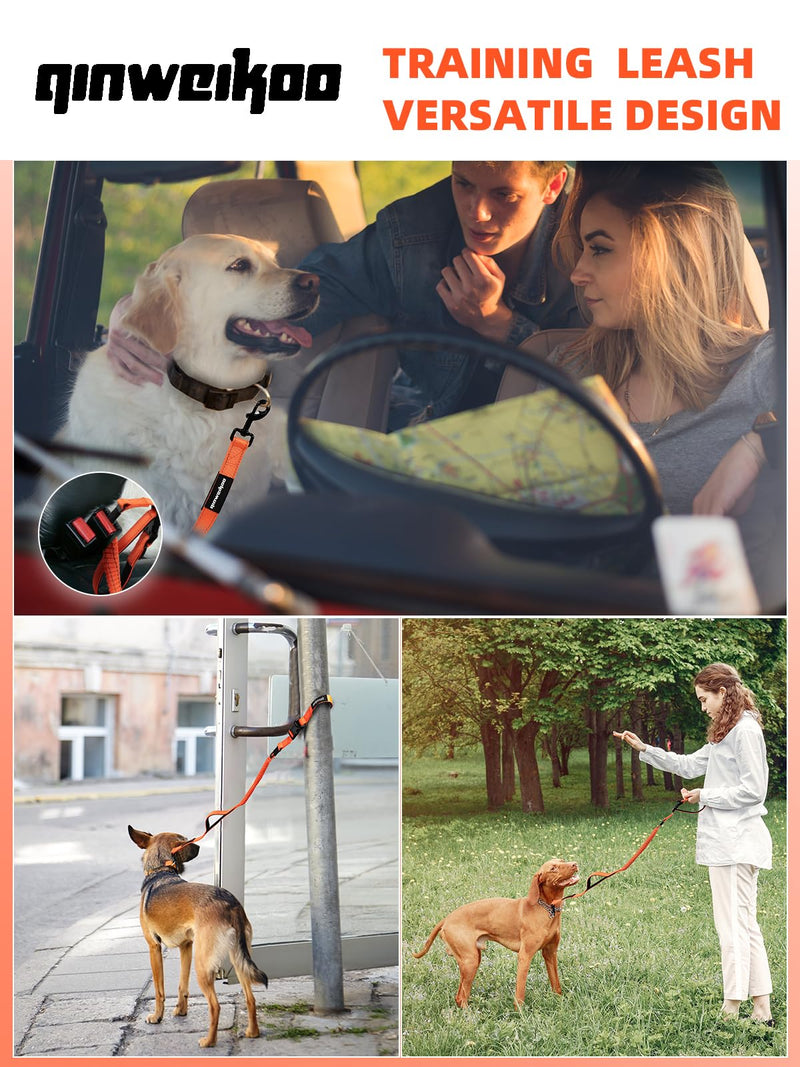 Heavy Duty Double-Handle Dog Leash with Reflective Design,4~6FT No-Pull Dog Leash for Medium to Large Dogs,Traffic Handle and Retractable Car Safety Harness with Elastic Bungee Leash. - BeesActive Australia