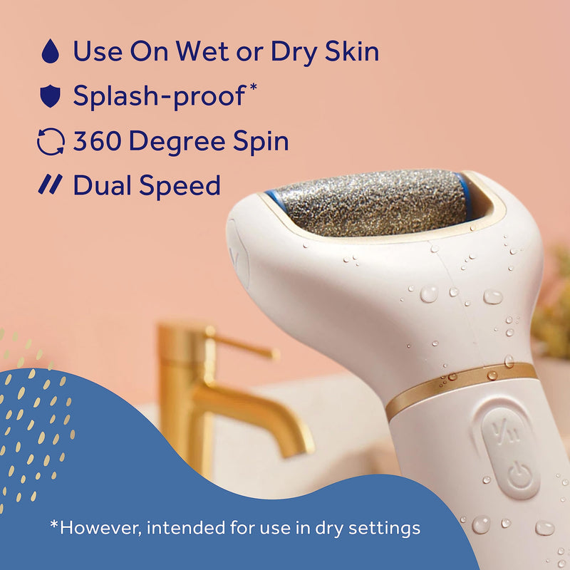 Amopé Pedi Perfect Electric Callus Remover Foot File w/ Diamond Crystals, Pedicure Tool for Feet, Removes Hard & Dead Skin, Feet Scrubber & Buffer, Splashproof, w/ Extra Coarse Roller Head, 1 Count - BeesActive Australia