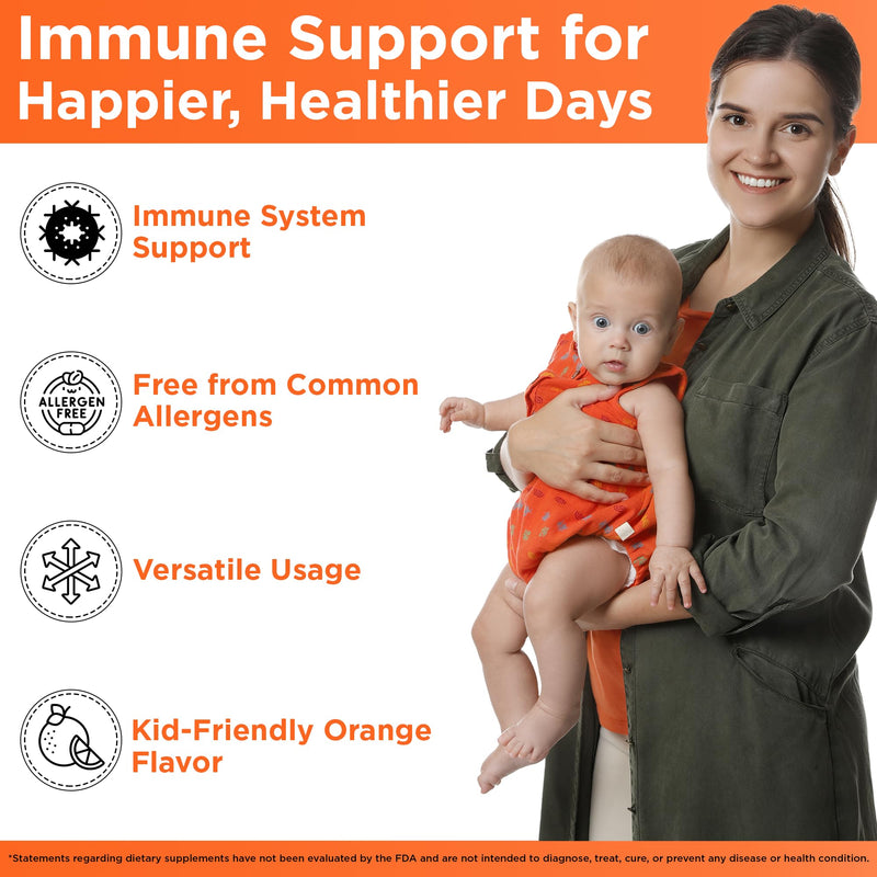 Wellements Organic Kids Immune Support* Syrup Vitamin C & Zinc 2 Months+ | Immune Support* for Kids & Toddlers, Orange Flavor | Free from Dyes, Parabens & Top 9 Most Common Allergens (4 Fl Oz)