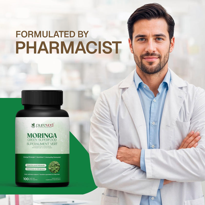 Moringa Capsules | 100 Count | Vegan Moringa Leaf | Herbal Supplement | Plant Based Superfood Capsules with Natural Vitamins & Minerals | Daily Nutrition & Energy Support for Men & Women
