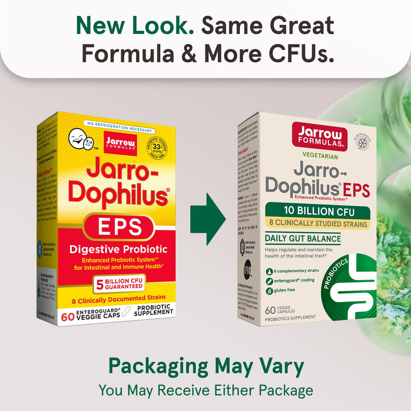 Jarrow Jarro Dophilus Probiotics - Probiotic Supplement, Gut Health, 60 Ct | Gut Health Support, 10 Billion CFU, 8 Probiotic Strains, Intestinal and Digestive Health For Women & Men, Shelf-Stable 60 Count (Pack of 1)