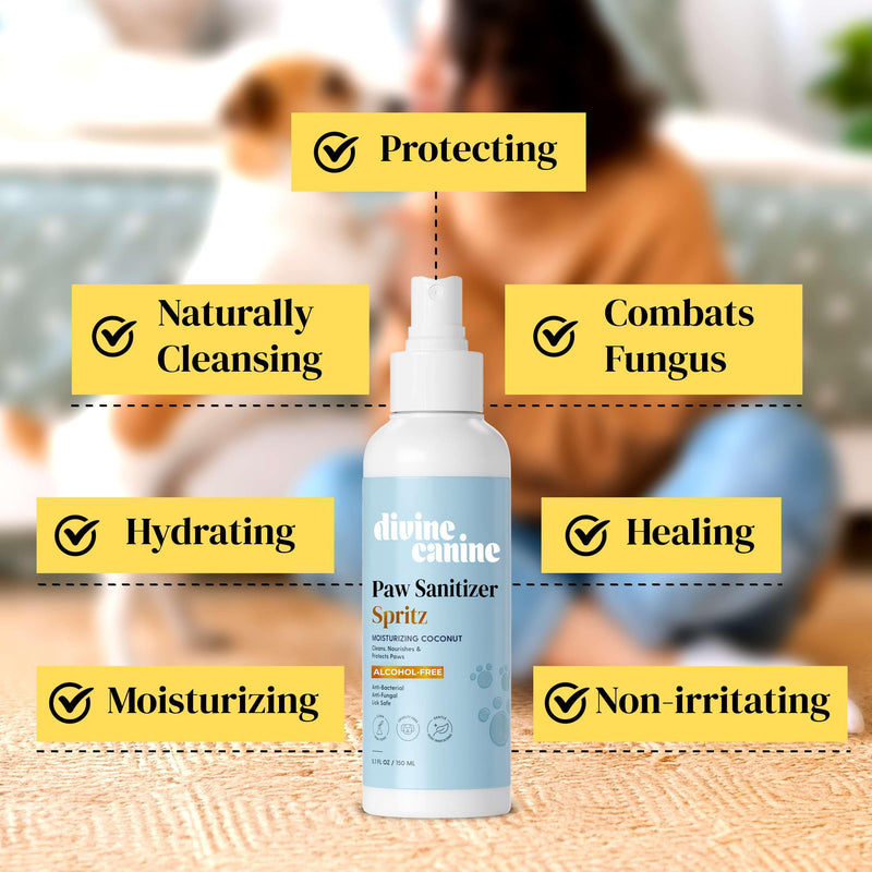 Dog Paw Cleaner - 5.1 Fl Oz of Alcohol Free Paw Sanitizer Spritz - Made with Coconut, Aloe, Copaiba Oil, and Lemongrass Oil to Nourish and Clean Paws - Made in The USA - BeesActive Australia