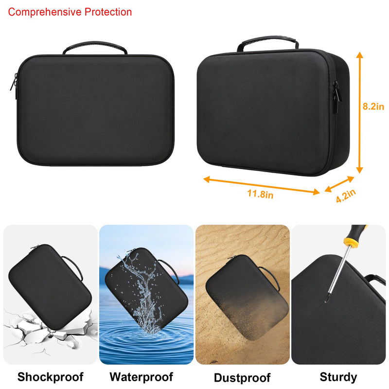Elonbo Hard Case for Smart Digital Nebulizer Machine/Compression Nebulizer for Breathing Treatment, Portable Home Atomizer Travel Bag, Desktop Asthma Inhaler/Spacer Masks Storage Holder, Black+ Black+ Inside Orange - BeesActive Australia