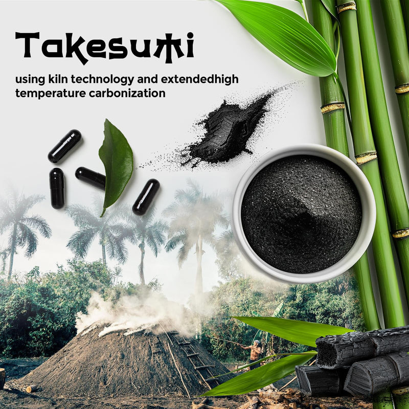 Takesumi Activated Charcoal 2000mg ‚Äì Activated Charcoal from Bamboo for Max Absorption, Detox & Gut, 120 Vegan Capsules 120 Count (Pack of 1) - BeesActive Australia