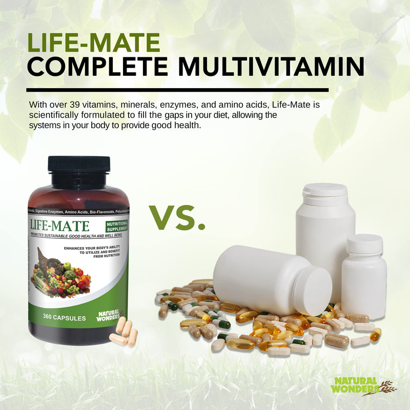 Natural Wonders Life Mate – Multivitamin Supplement | Prenatal Multi-Vitamins for Women with Nutritional and Immune Support | Energy Supplements for Men & Women (120 Capsules) 4 Count (Pack of 30)