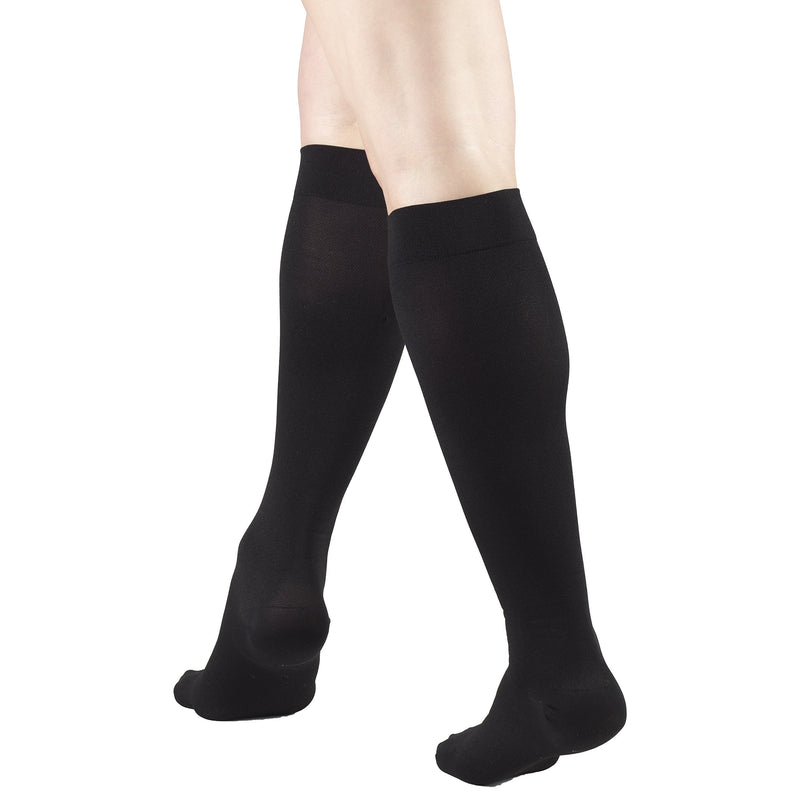 Truform Surgical Stockings, 18 mmHg Compression for Men and Women, Knee High Length, Closed Toe Black Medium (1 Pair)